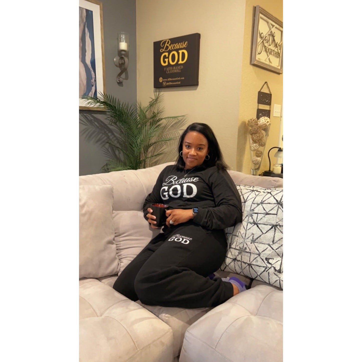 Because God - Long Sleeve - Charcoal