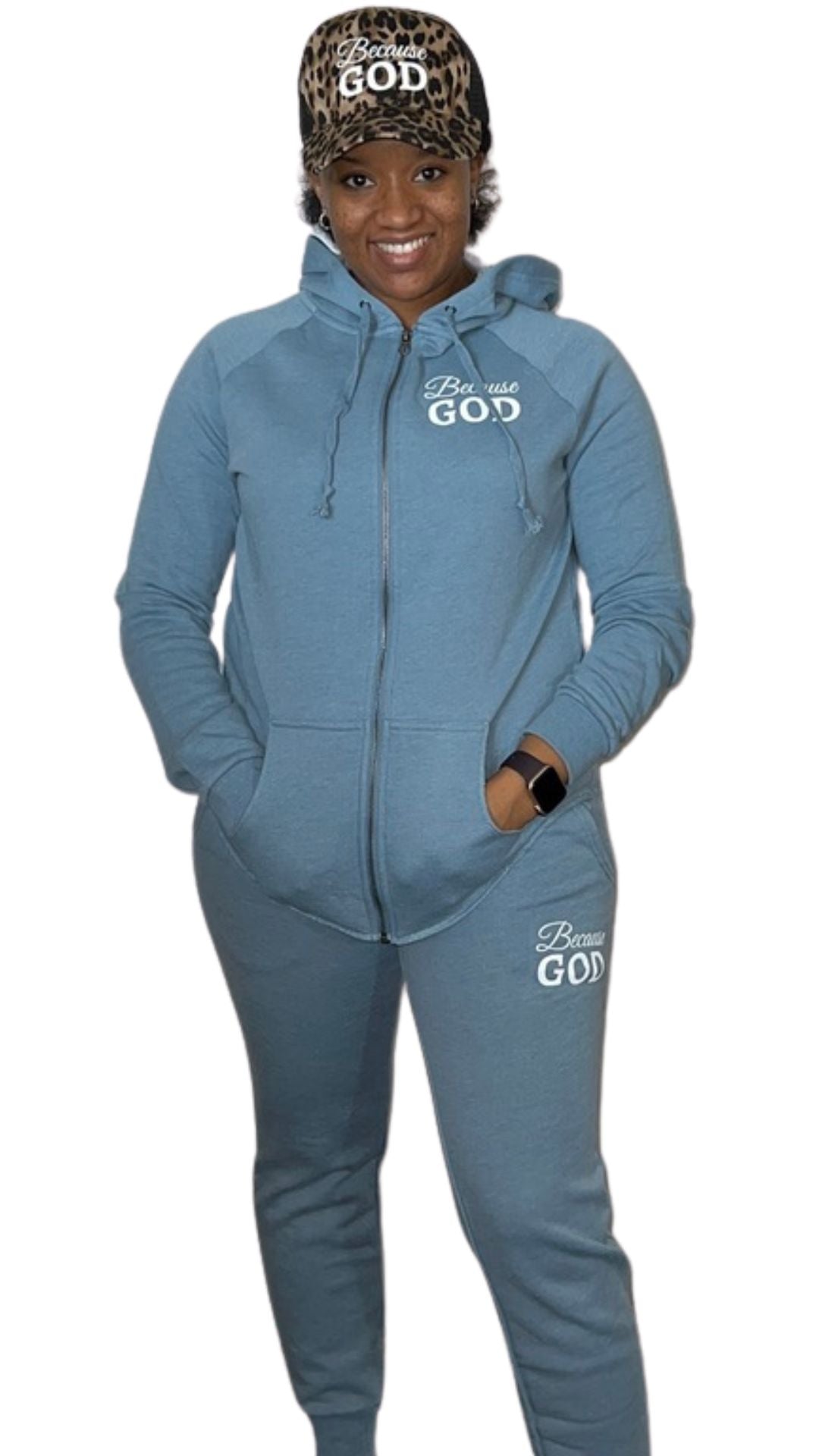 Women's Sweat Pants - Blue & White