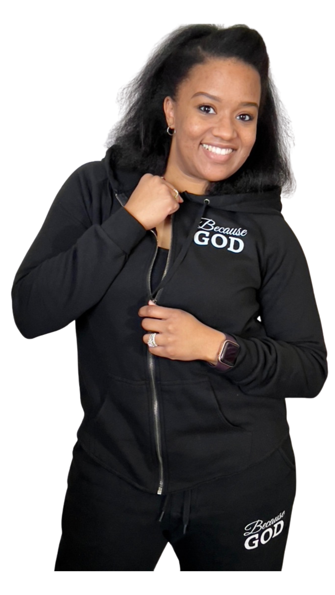 Women's Zip-Up Sweater - Black & White