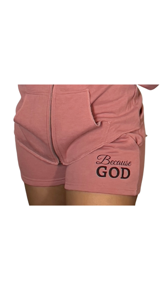 Women's Sweat Shorts - Pink & Black
