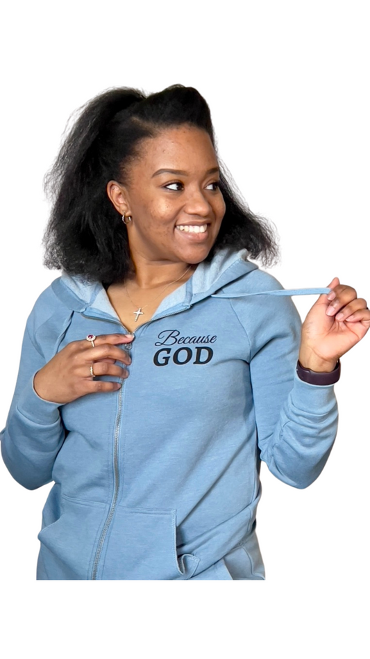 Women's Zip-Up Sweater - Blue & Black