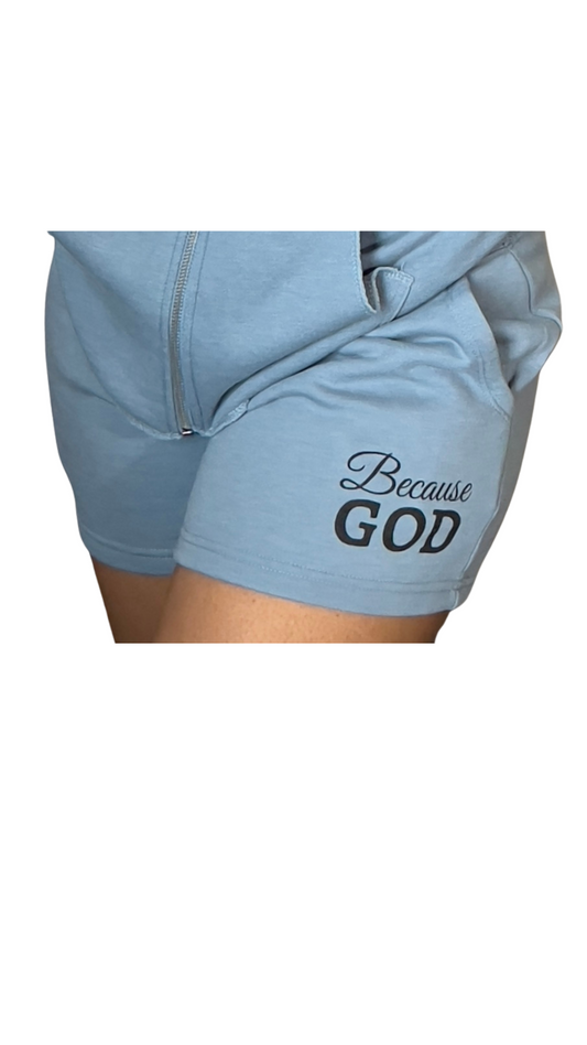 Women's Sweat Shorts - Blue & Black