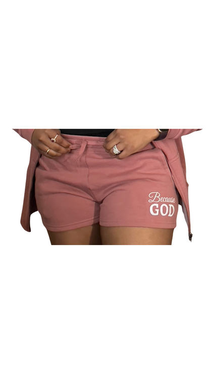Women's Sweat Shorts - Pink & White